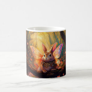 Vitmisk bunny i en förändrad skog kaffemugg