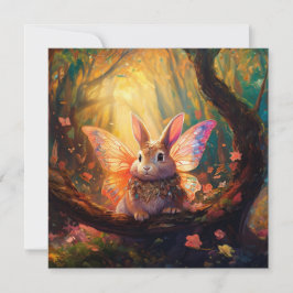 Vitmisk bunny i en förändrad skog kort