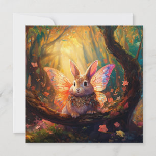 Vitmisk bunny i en förändrad skog kort