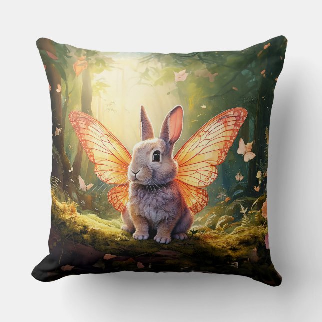 Vitmisk bunny i en förändrad skog kudde (Framsida)