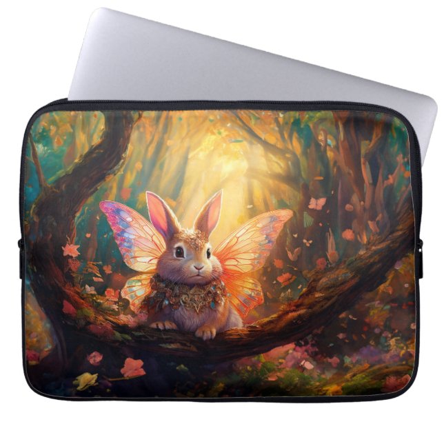 Vitmisk bunny i en förändrad skog laptop fodral (Framsidan)