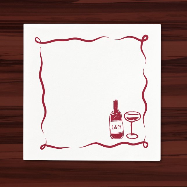Vitmisk Chic Maroon vid Vin Bröllop-Hand plockade Pappersservett (Skapare uppladdad)
