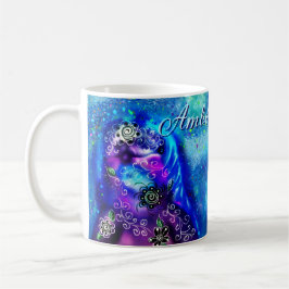 Vitmisk delfinblått havsfiske kaffemugg