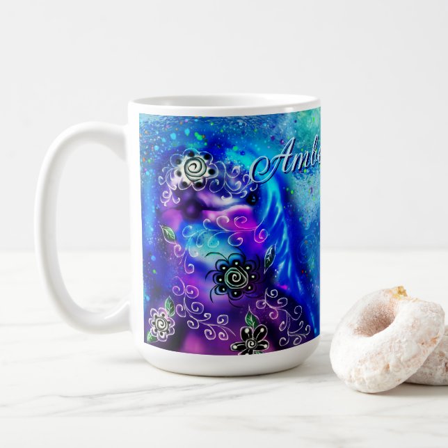 Vitmisk delfinblått havsfiske kaffemugg (Med munk)