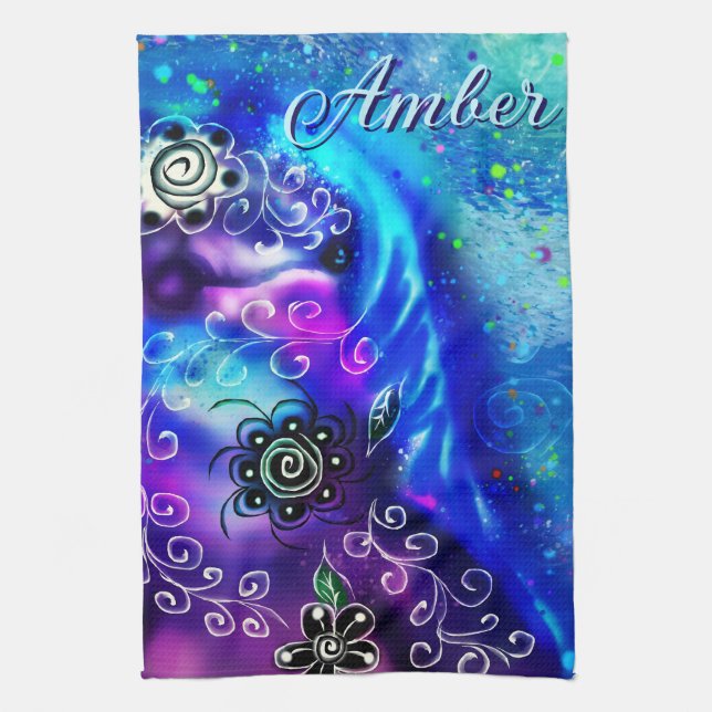 Vitmisk delfinblått havsfiske kökshandduk (Vertikal)