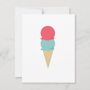Vitmisk Dubbla Scoop Ice Cream Cone Inbjudningar