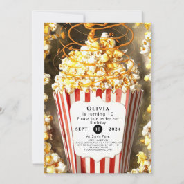 Vitmisk filmnattsdag Popcorn Birthday Inbjudningar