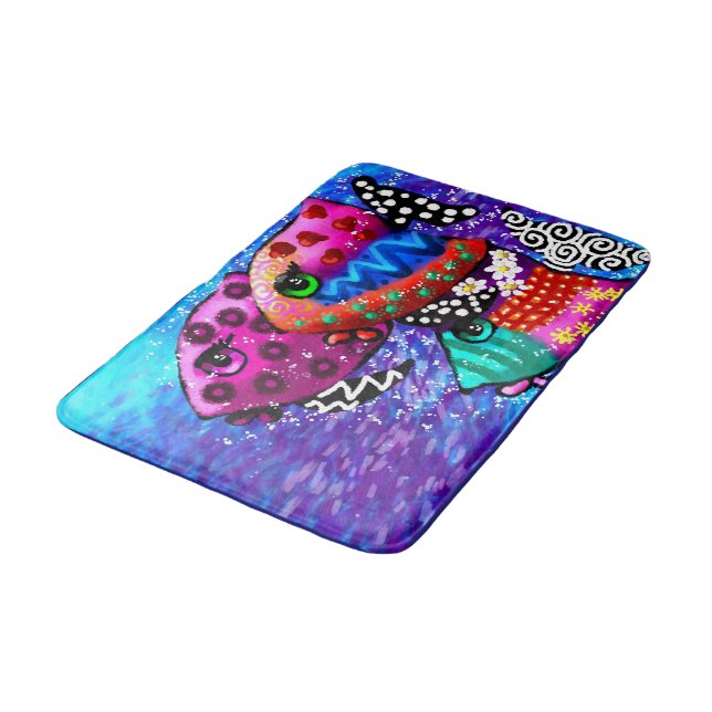 Vitmisk fisktrio färglös Abstrakt Nautical Badrumsmatta (Vinklad)