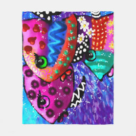 Vitmisk fisktrio färglös Abstrakt Nautical Fleecefilt