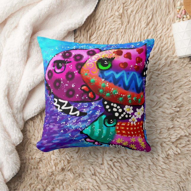 Vitmisk fisktrio färglös Abstrakt Nautical Kudde (Filt)