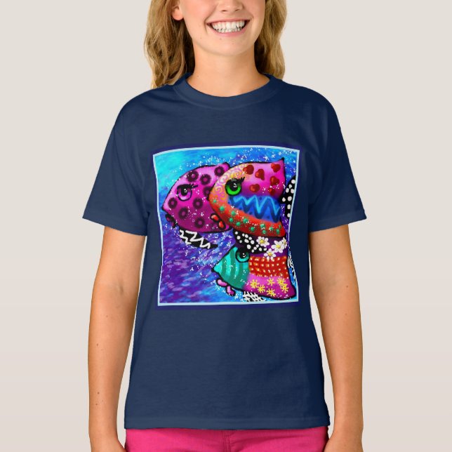 Vitmisk fisktrio färglös Abstrakt Nautical T Shirt (Framsida)