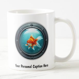 Vitmisk guldfisk inuti en Porthole Kaffemugg