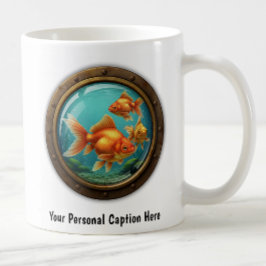 Vitmisk guldfisk inuti en Porthole Kaffemugg