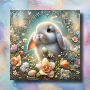Vitmisk klumplop som odlats Bunny Art nouveau Julkort