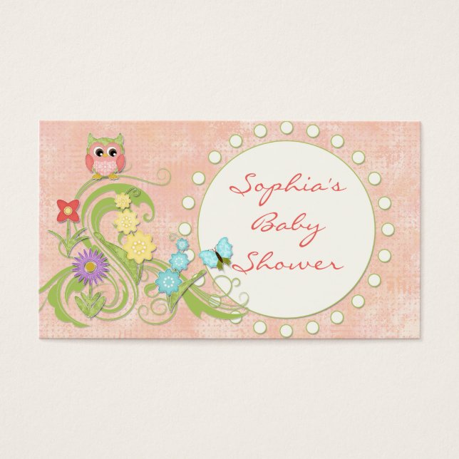 Vitmisk kute Uggla Livets träd Heart Löv Swirls Visitkort (Framsidan)