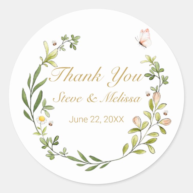 Vitmisk läder med fjäril runt klistermärke (Framsida)