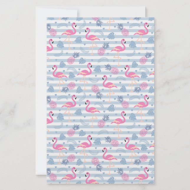 Vitmisk lamingo och ananas Mönster Brevpapper (Framsida)