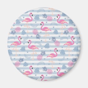 Vitmisk lamingo och ananas Mönster Magnet