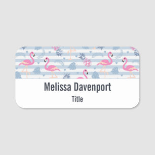 Vitmisk lamingo och ananas Mönster Namnbricka