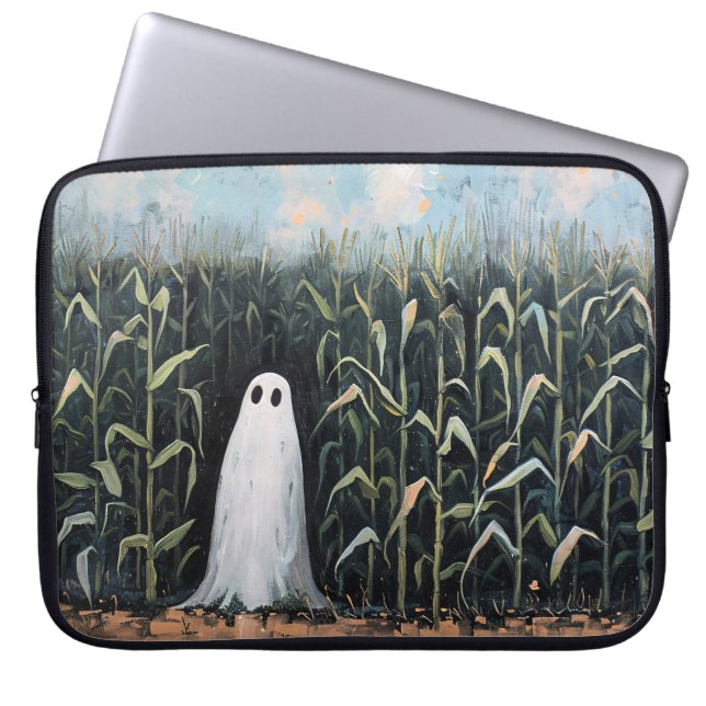Vitmisk målning av Ghost Maj Fält Laptop Fodral (Framsidan)
