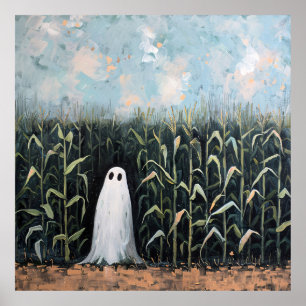 Vitmisk målning av Ghost Maj Fält Poster