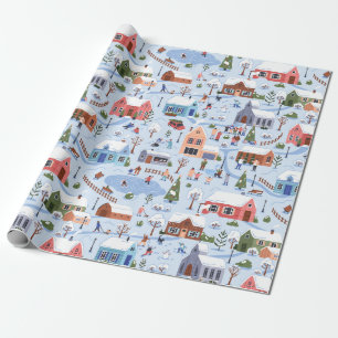 Vitmisk nordisk helgby i Hygge, Pastel Presentpapper