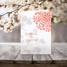 Vitmisk Orange Röd, färglös Bröllopsprogram Program