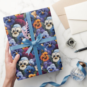 Vitmisk Pansy mönster färgstark Presentpapper