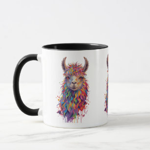 Vitmisk regnbåge Llama-målning Mugg
