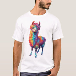 Vitmisk regnbåge Llama-målning T Shirt