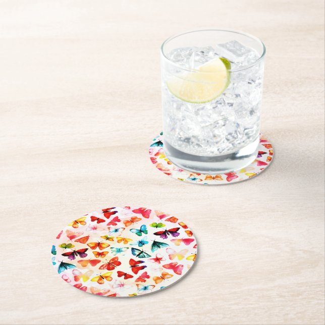 Vitmisk regnbågsfjärilsvattenfärg för regnbåge underlägg papper rund (Insitu)