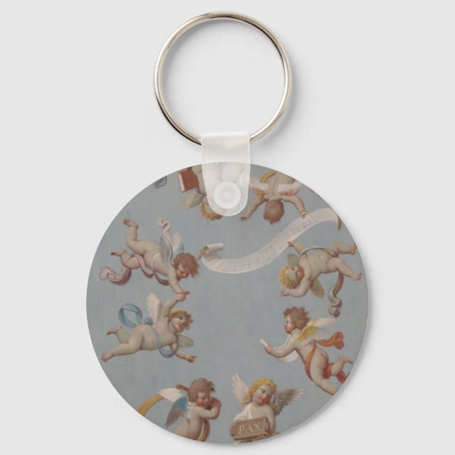 Vitmisk Renaissance Cherub Änglar Nyckelring (Framsida)