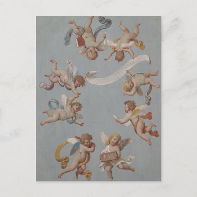 Vitmisk Renaissance Cherub Änglar Vykort (Framsida)