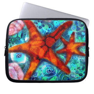 Vitmisk Rosa av stjärtfenor (Seashells Beach Teal) Laptop Fodral