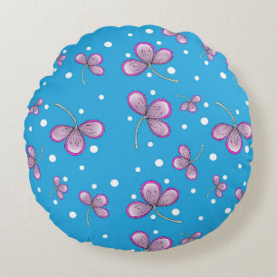 Vitmisk Rosa TrePetal Round Dekorativ kudde
