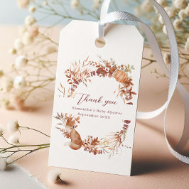 Vitmisk Tack för höstfox-babybabyskor Presentetikett