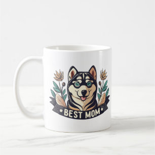 Vitmisk Tecknad Siberian husky Hund Mamma Kaffemugg