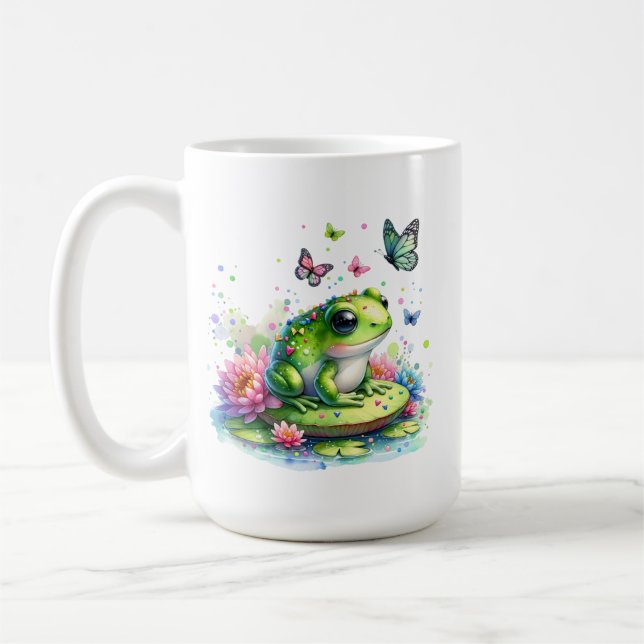 Vitmisk toad, blommor och fjärilar kaffemugg (Vänster)
