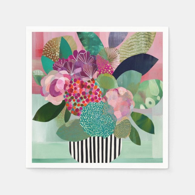 Vitmiska blommor pappersservett (Framsidan)