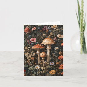 Vitmiska svampar och snurrotsblommor botaniska kort