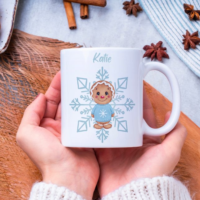 Vitmiskt blåsnöflingor och vintergingerbröd kaffemugg (Skapare uppladdad)