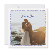 Vitmiskt, blått hand plockade bröllop-tackkort