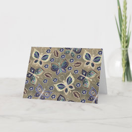 Vitmiskt blått smörflygskort Mönster tomt anteckni Helgkort