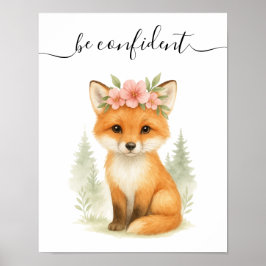 Vitmiskt daminin Baby Fox Woodland Nursery Poster