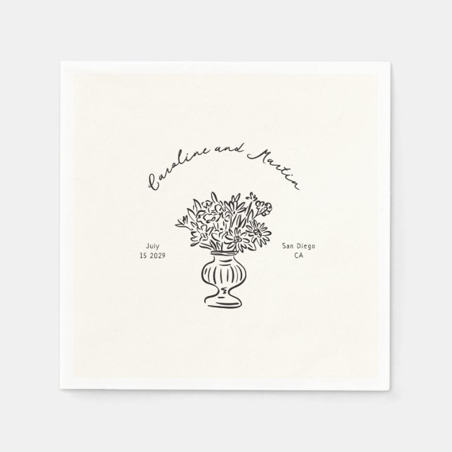 Vitmiskt, hand plockade bröllop blöjor pappersservett (Framsidan)