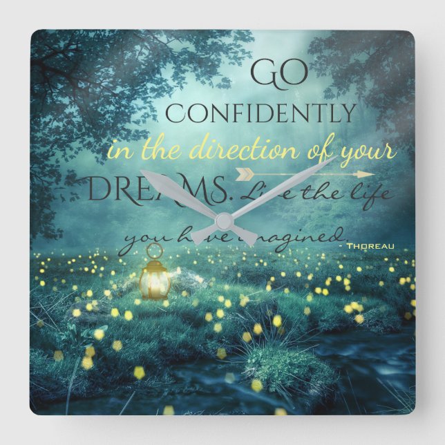 Vitmiskt inspirerande Dreams-citat Fyrkantig Klocka (Framsida)