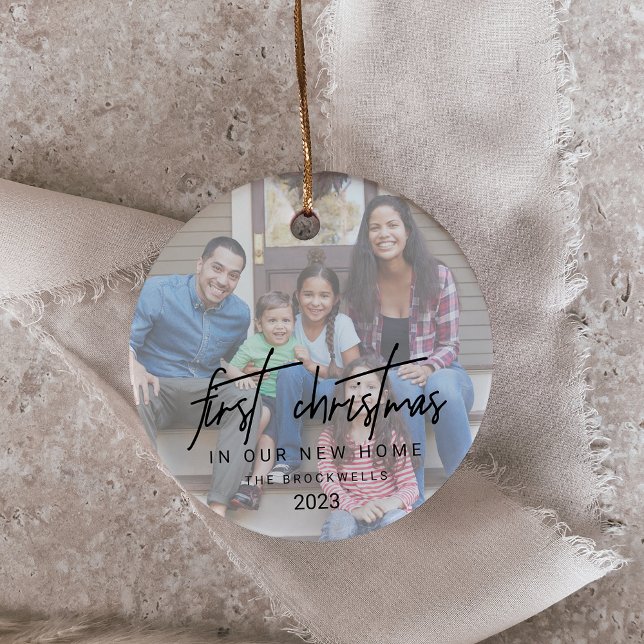 Vitmiskt Kalligrafiskt foto - nystart - jul Julgransprydnad Keramik (Skapare uppladdad)