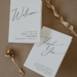 Vitmiskt minimalistiskt Bröllopsprogram med skript Program<br><div class="desc">Det här minimalistiska skript-vikta bröllopsprogrammet är perfekt för ditt klassiska svarta och vita lilla moderna boho bröllop. Utformningen har elegant, delikat och romantiskt handskrivet kalligrafibrev med formell shabby chic-typografi. Det kommer att se bra ut när som helst under bröllop-säsongen: vår, sommar, fall eller vinter! Produkten är redigerbar och har gott...</div>