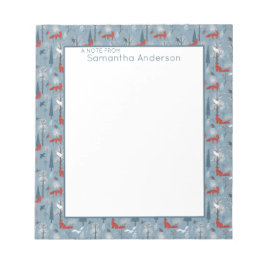 Vitmiskt småskog Foxes Bird Nordic Mönster Anteckningsblock