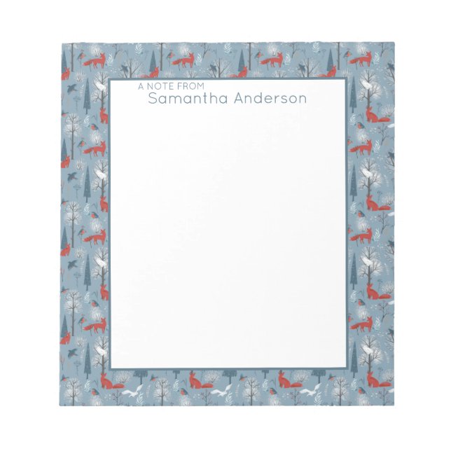 Vitmiskt småskog Foxes Bird Nordic Mönster Anteckningsblock (Framsida)
